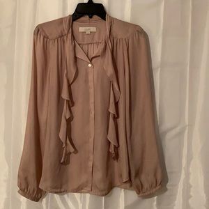 Ann Taylor Loft size L Tan Sheer Blouse